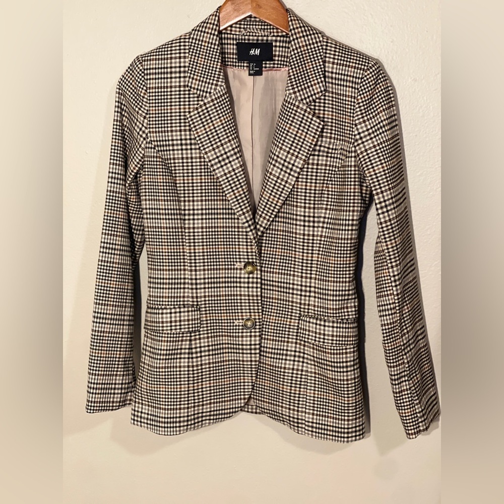 Retro Modern H&M Circa 2008 Plaid Blazer with Buttons